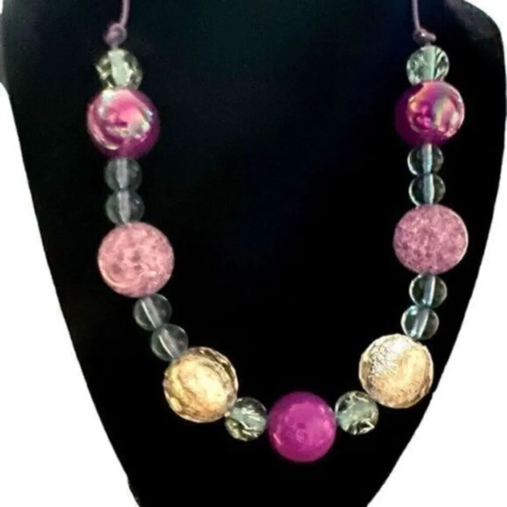 NWOT - Toddler/Girls Adjustable Beaded Necklace Purple Cream - Frozen